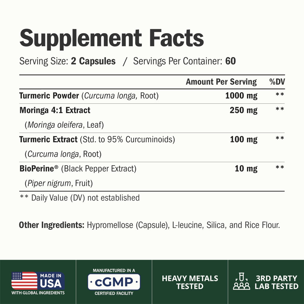 Moringa Capsules 4:1 Extract with Turmeric 120 Capsules K791942