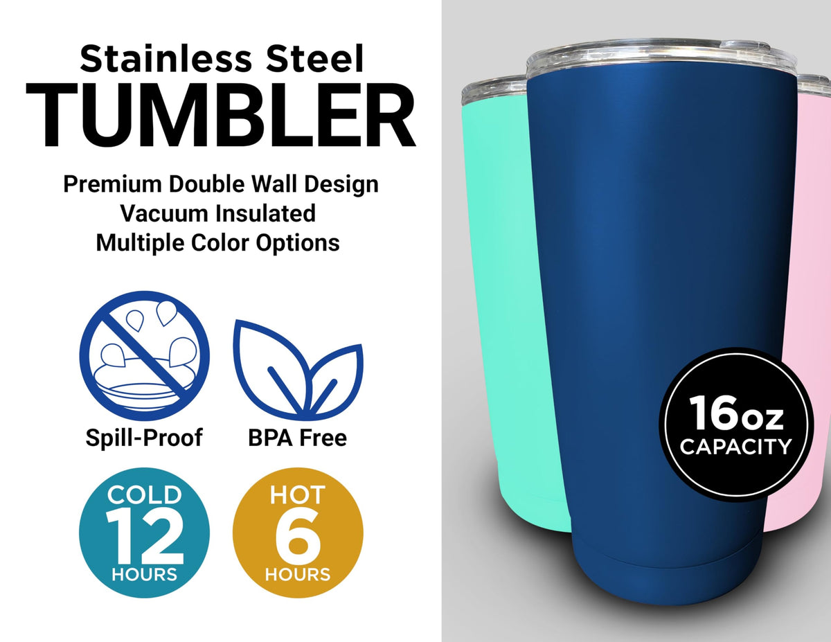 16 oz Insulated Stainless Steel Tumblers 2 Pack Black I684