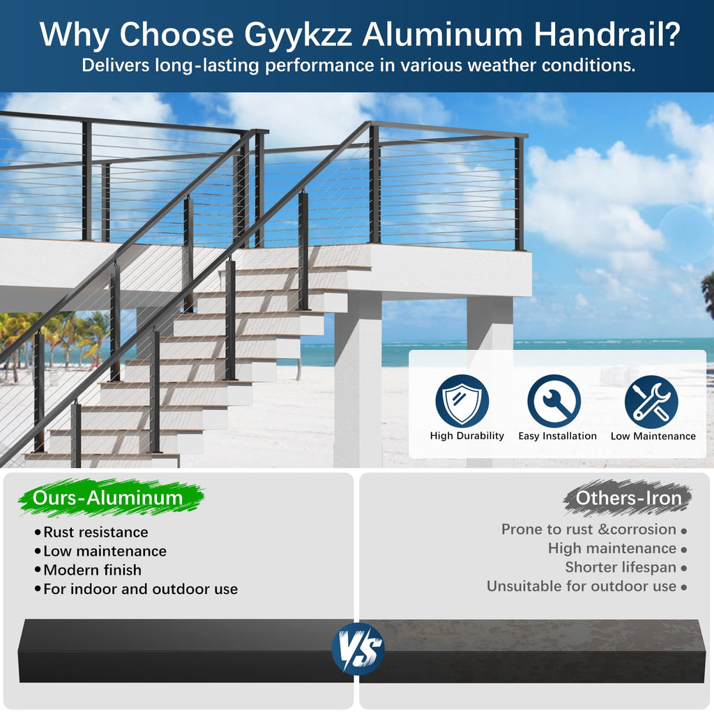 Black Aluminum Handrail 3 Pack O172263