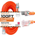 10 Gauge Heavy Duty Extension Cord 100 Ft Orange SJTW S55807