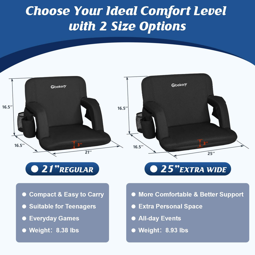 25” Extra Wide Stadium Seats with Back Support 2 Pack B3083