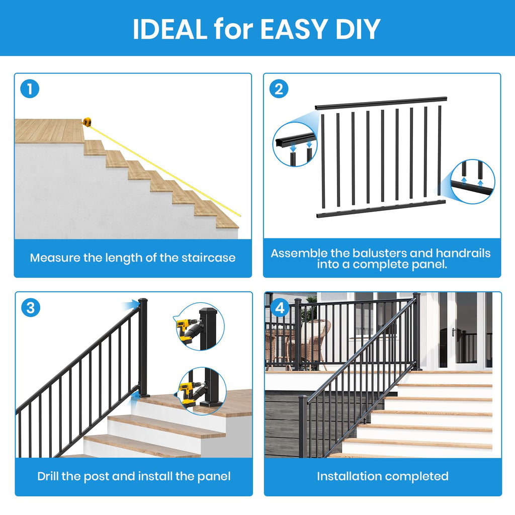 Black Aluminum Deck Railing Kit A158