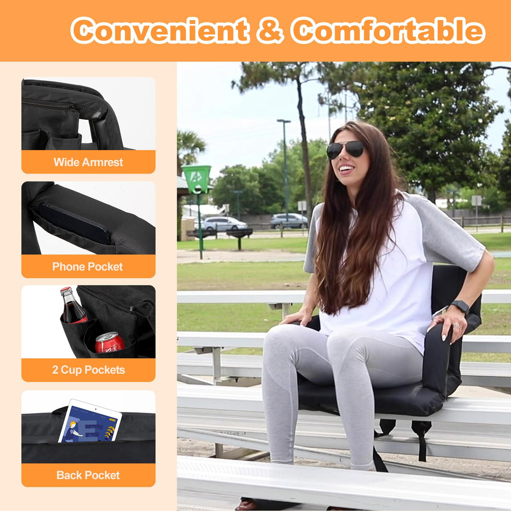 Folding Stadium Seat with Back Support and Armrests V9429