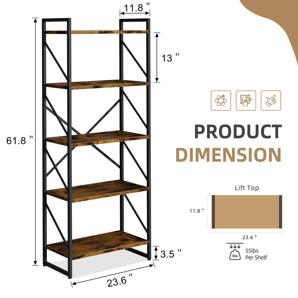 5 Tier Metal Bookshelf B2536