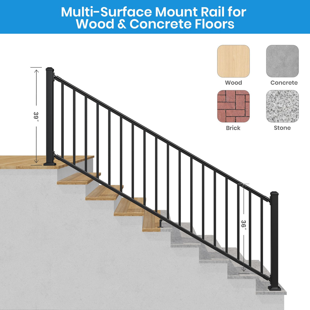 Black Aluminum Deck Railing Kit A158