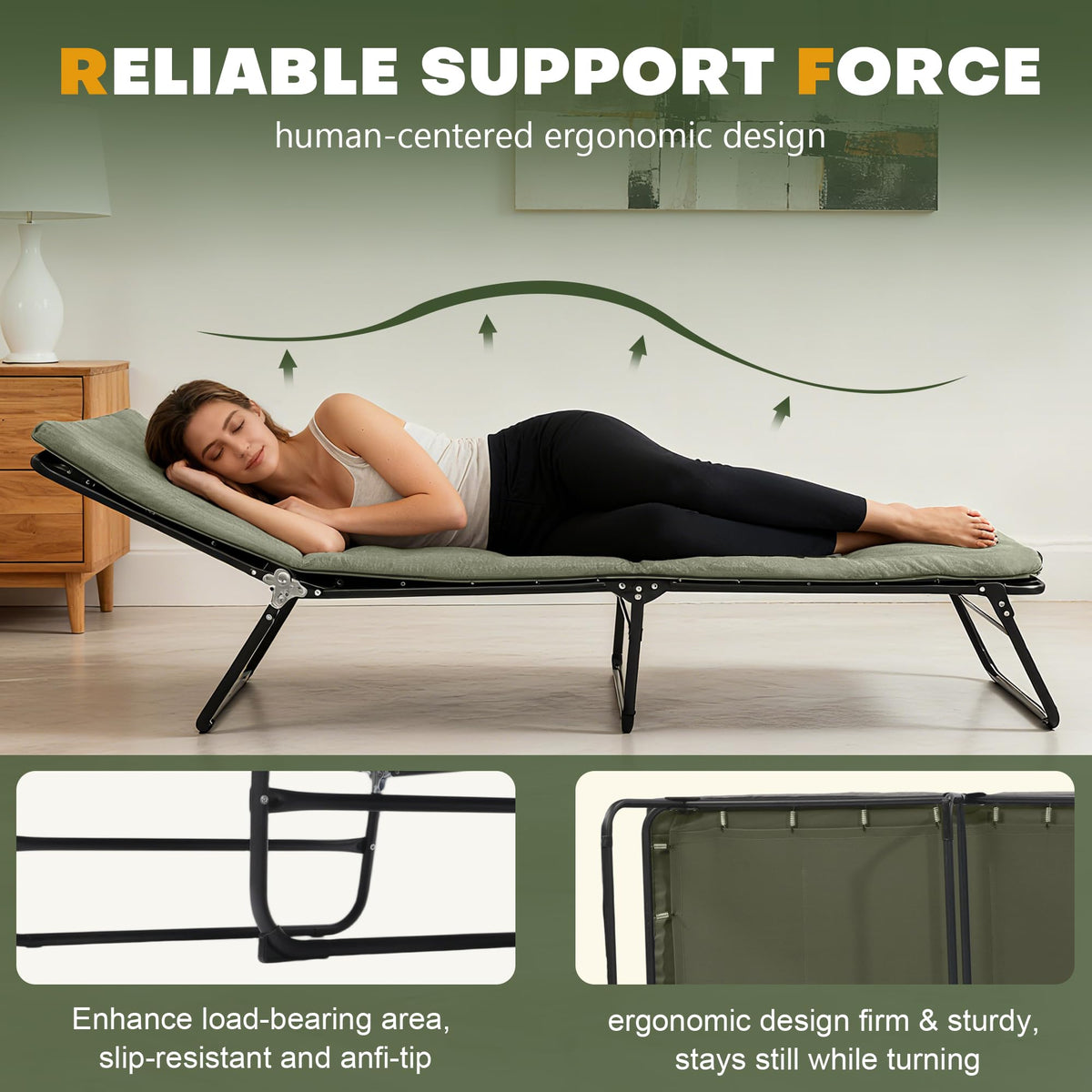 Camping Cot with Mattress Portable Folding Double Layer 1200D W290870
