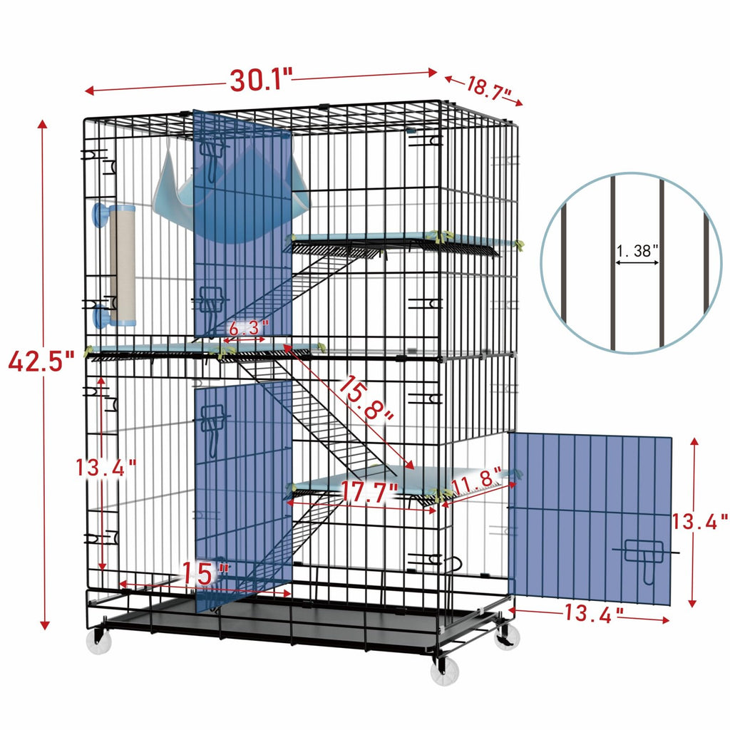 4-Tier Cat Cage with Cushions Hammock Scratching Post C141