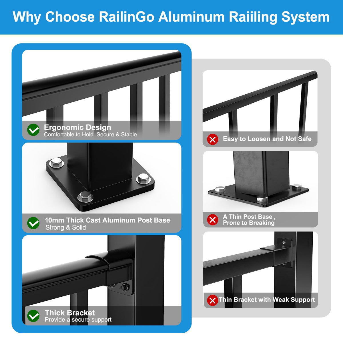Black Aluminum Deck Railing Kit A158