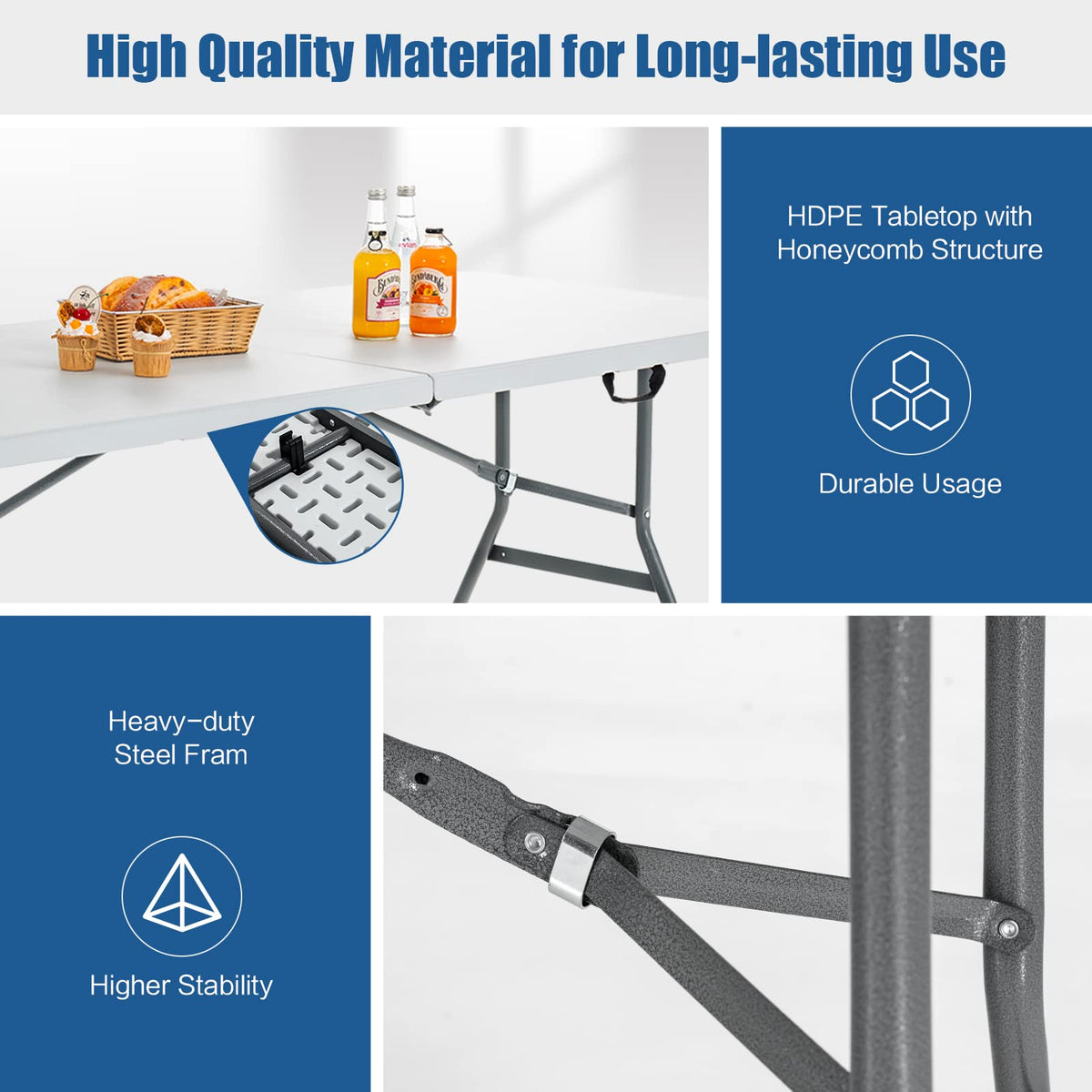 6ft White Folding Table P6171