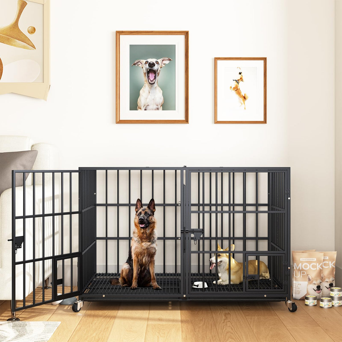 42 Inch Heavy Duty Metal Dog Crate with Divider I856