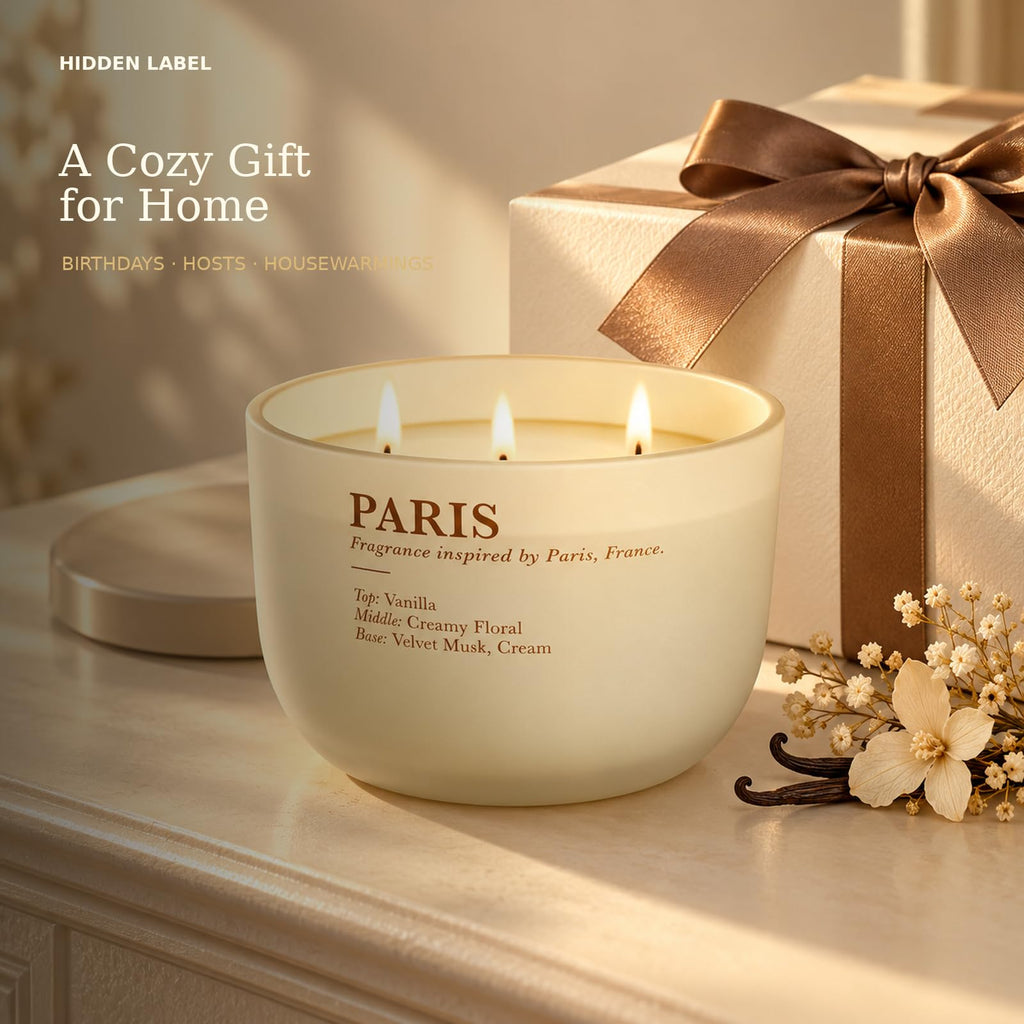 Vanilla Cream Scented Candle, 16 oz, 3-Wick Soy Wax D946