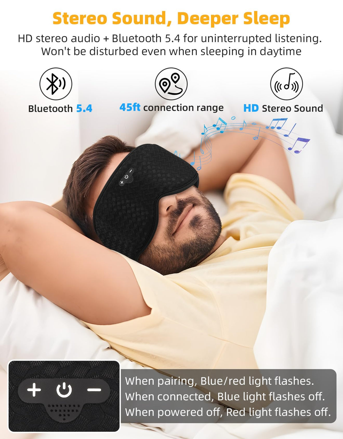Blackout Sleep Mask with Bluetooth Headphones U8427