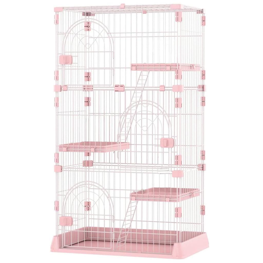 3/4-Tier Wire Cat Cage Playpen Kennel with Hammock D4855