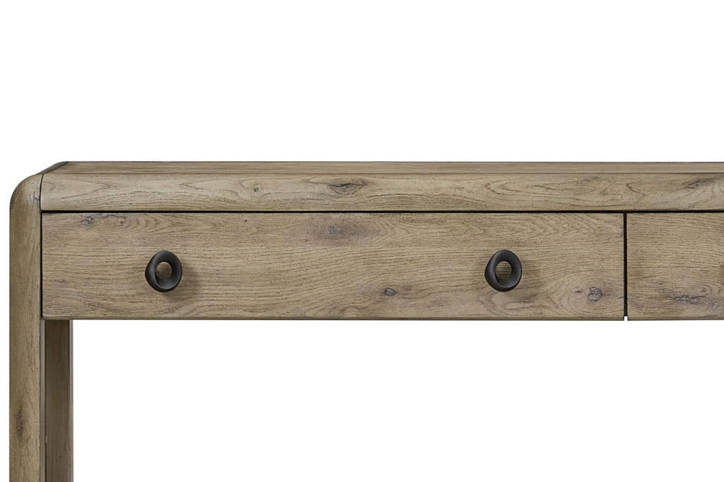 Oak Console Table with Two Drawers and Lower Shelf F28413