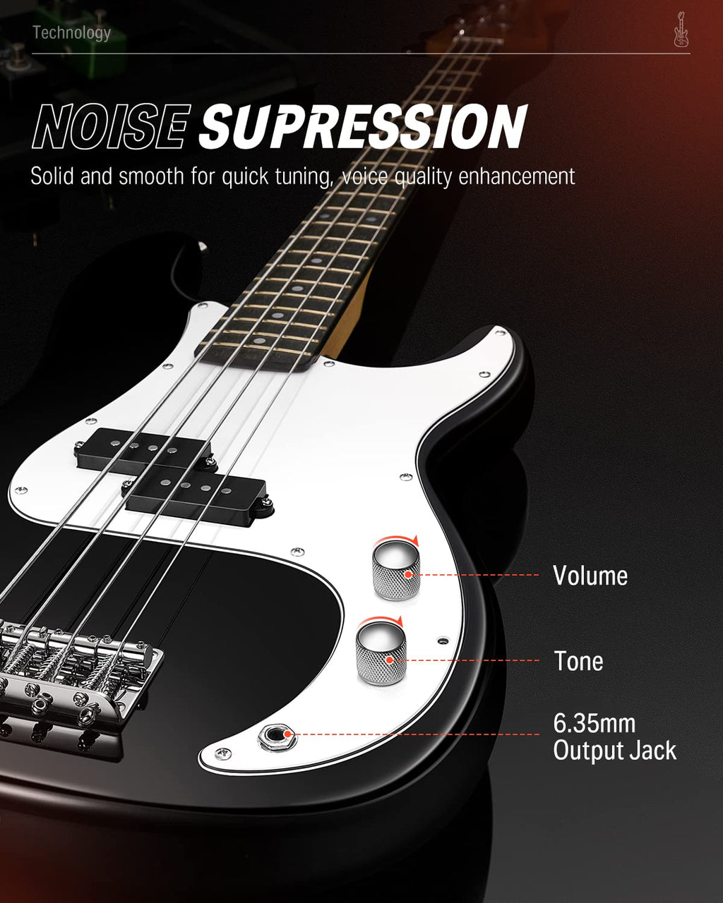 Electric Bass 4 Strings Full-Size Guitar Kit PB-Style Black G8783