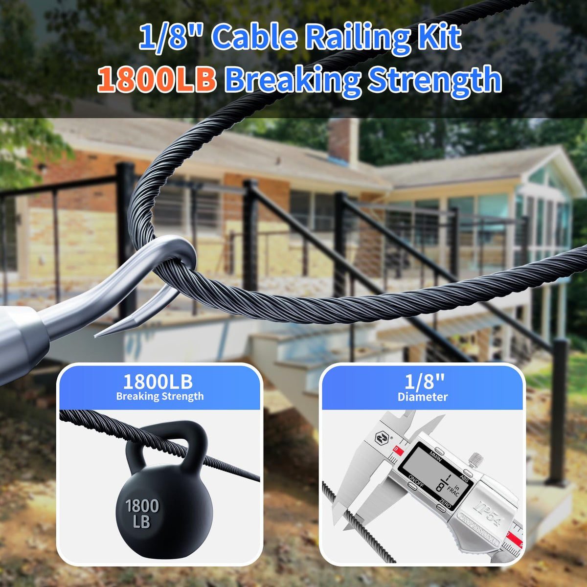 1/8 T316 Black Stainless Steel Cable 300FT Y132200