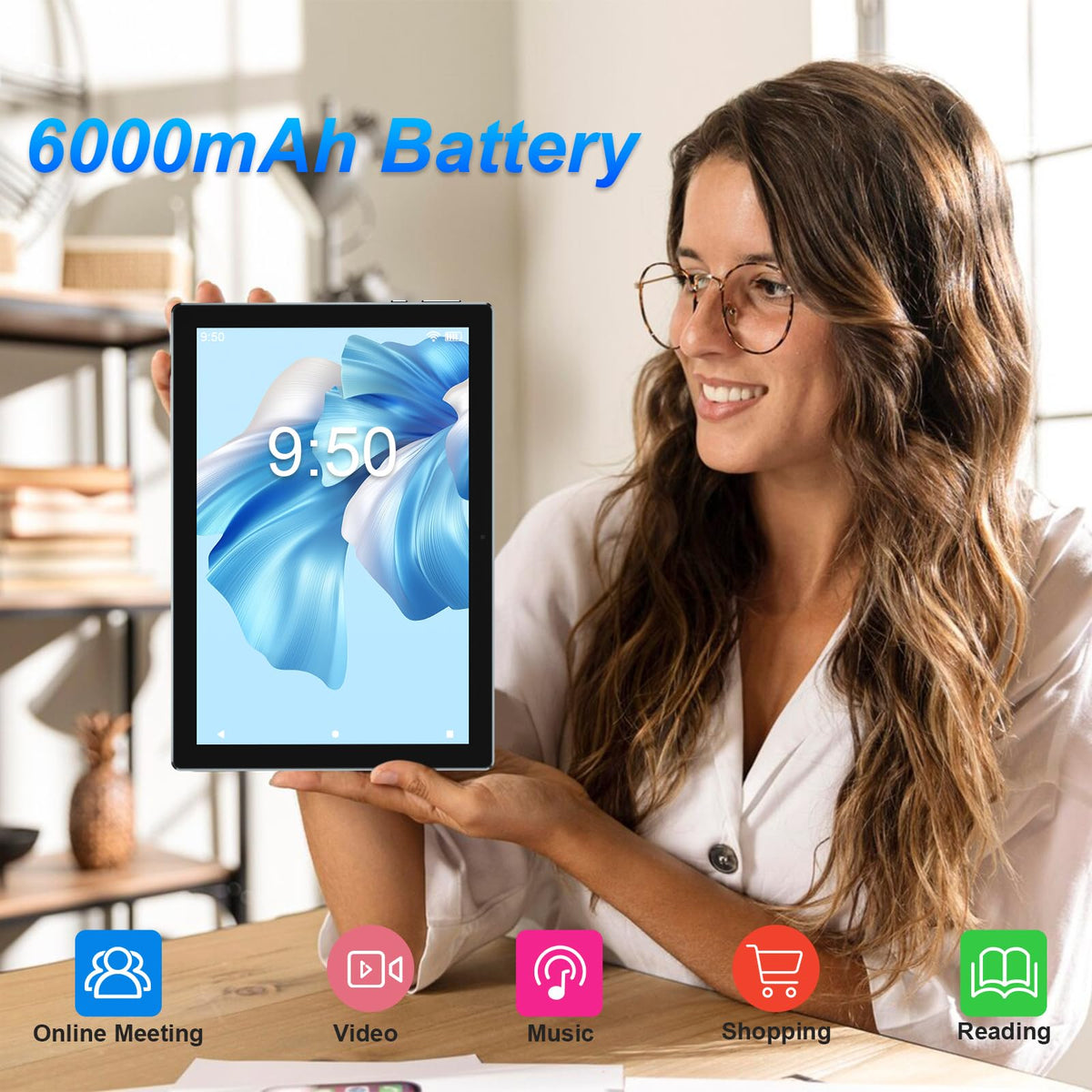 Android 15 Tablet 10 Inch 18GB RAM 128GB ROM Black H961272