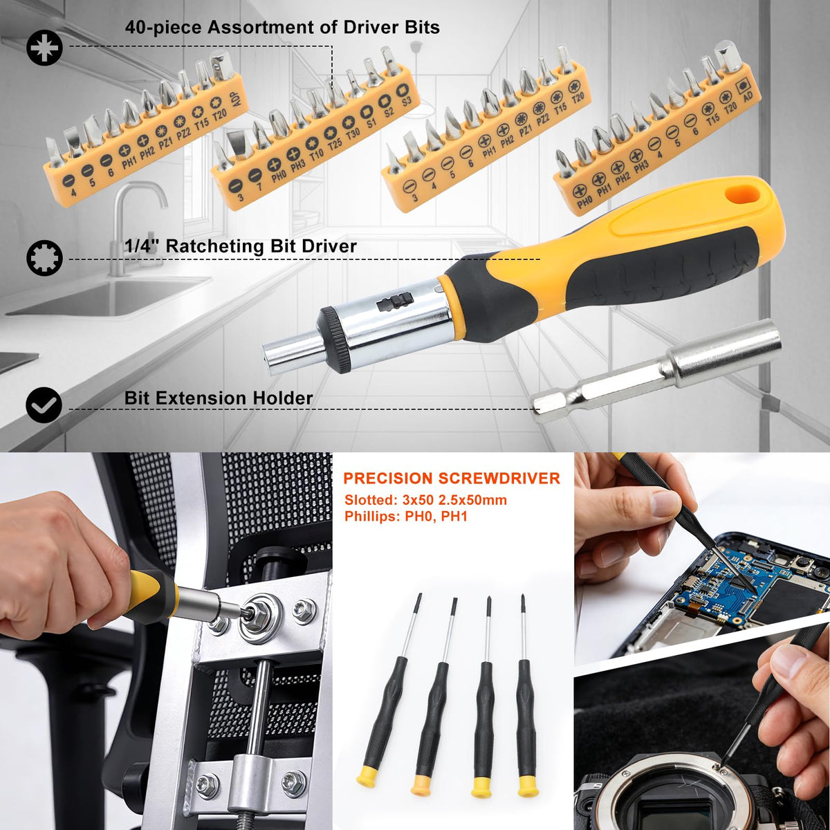 199 Piece Tool Kit with Socket Wrench Tool Box Case R35507