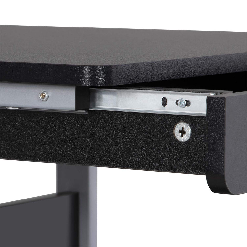 Black Rolling Desk with Drawer and Printer Shelf X8369