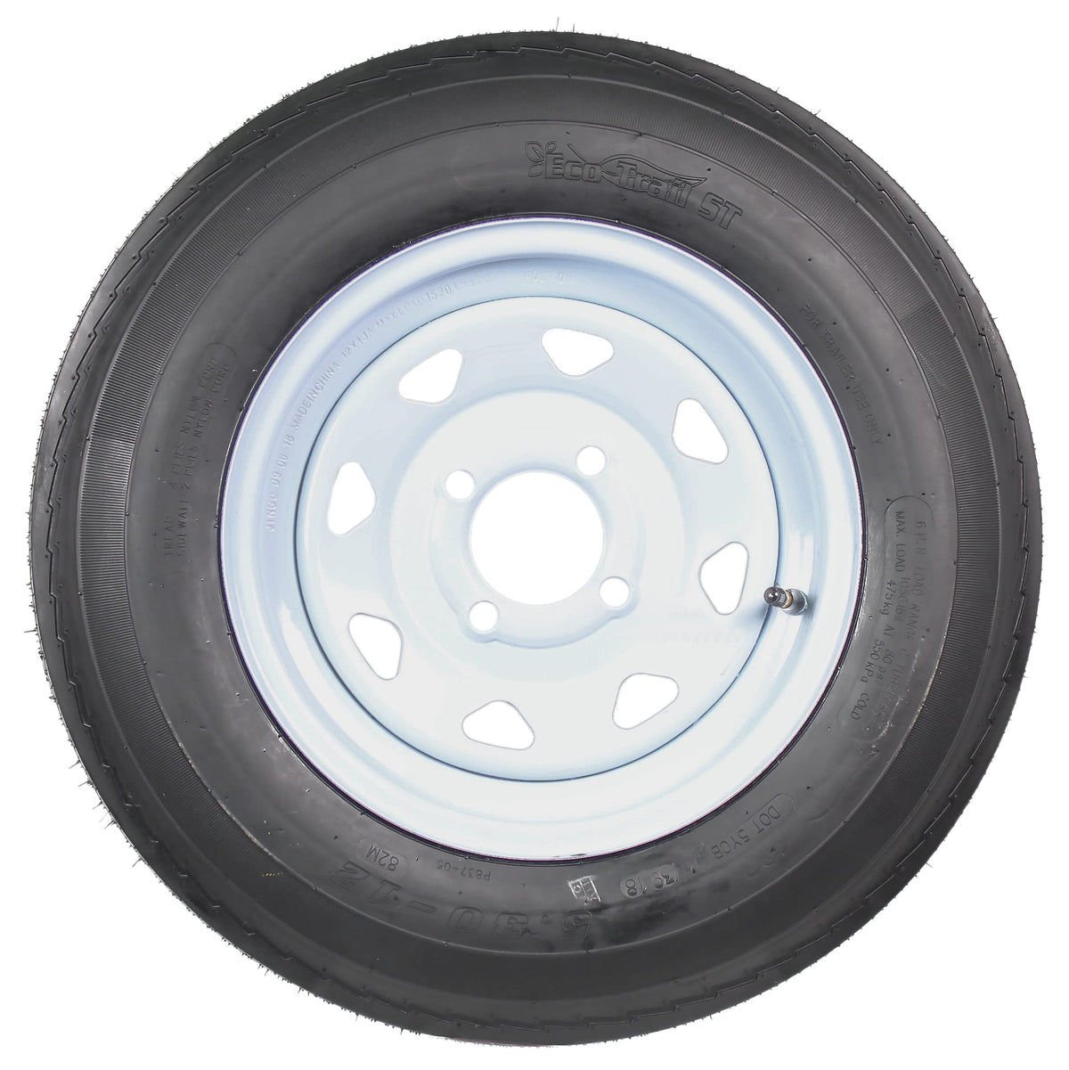 2-Pack Trailer Tire Rim Assembly 5.30-12 4 Lug White B76710