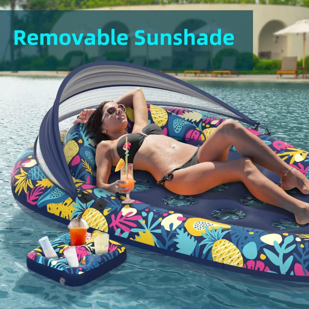 Inflatable Pool Float with Canopy Cup Holder H5639