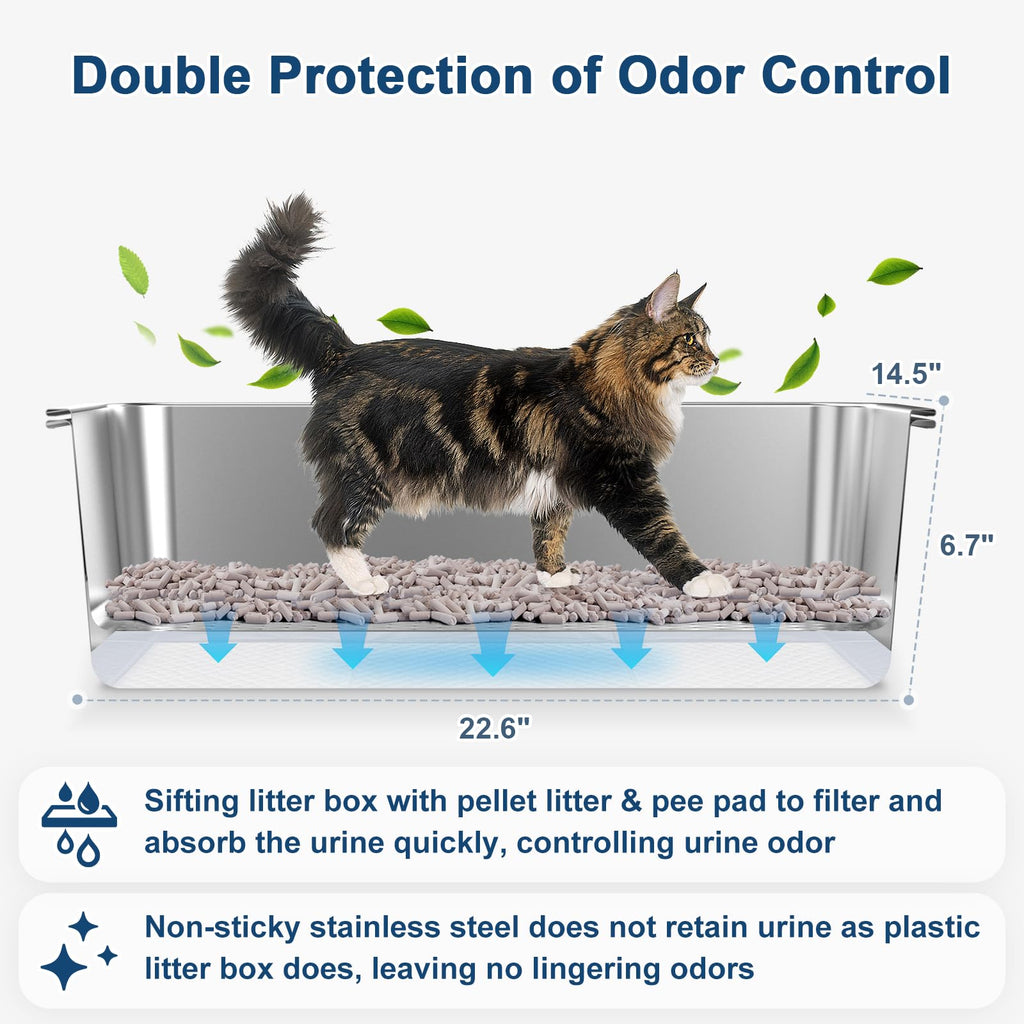 XL Stainless Steel Sifting Litter Box with Lid J281049