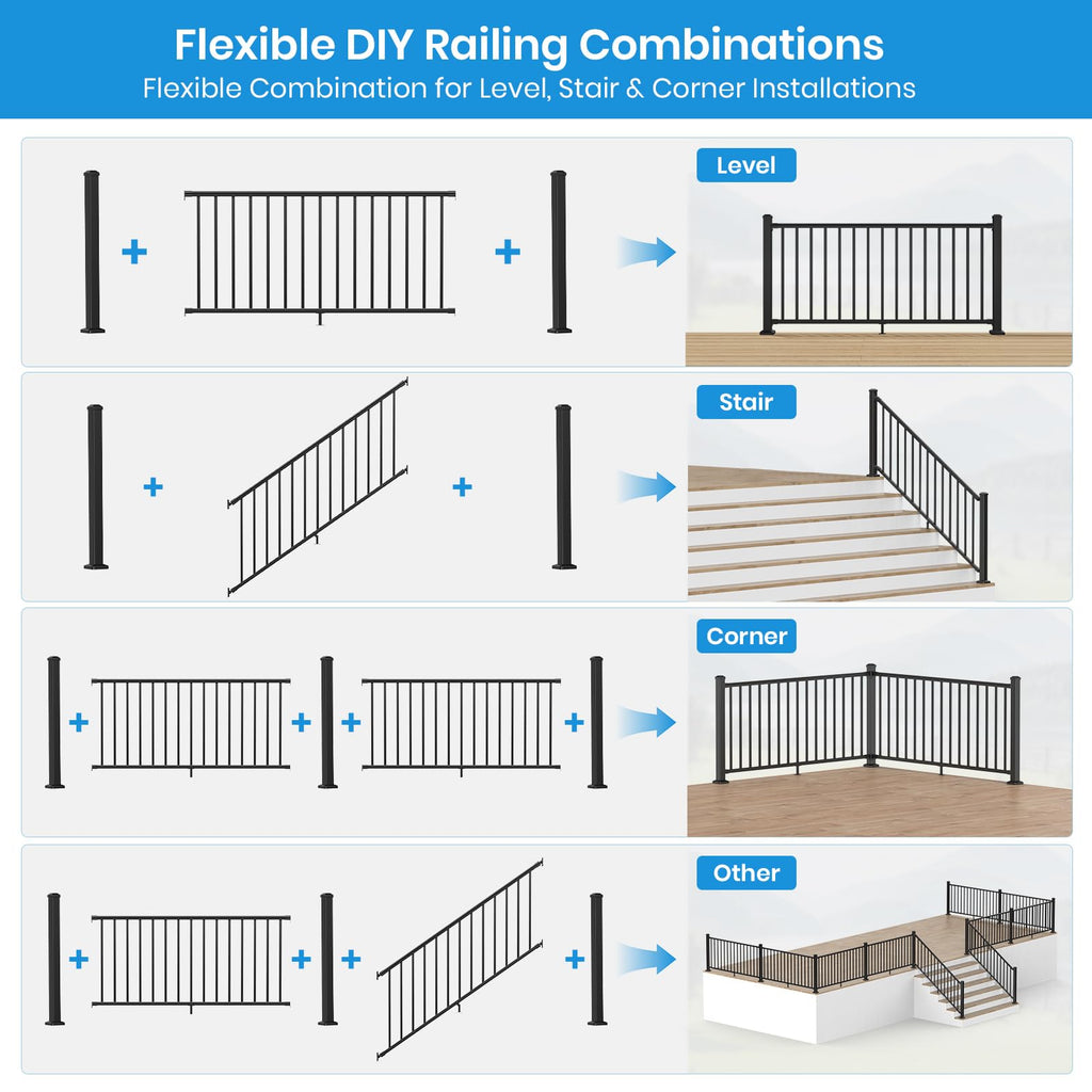 Black Aluminum Deck Railing Kit A158