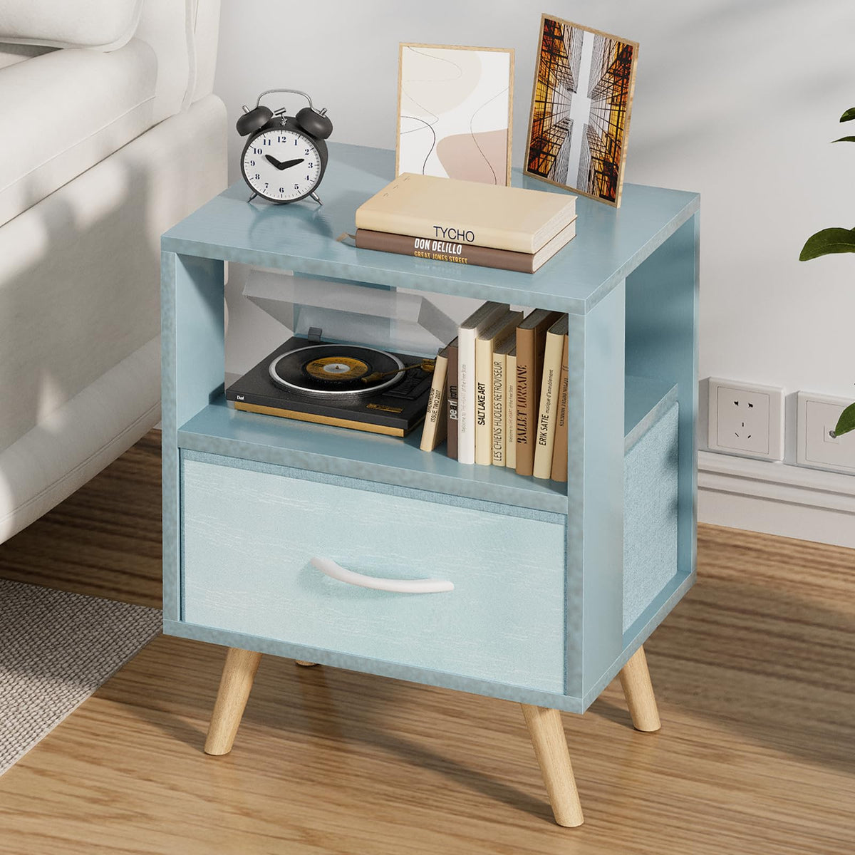Blue Kids Nightstand with Drawer B984