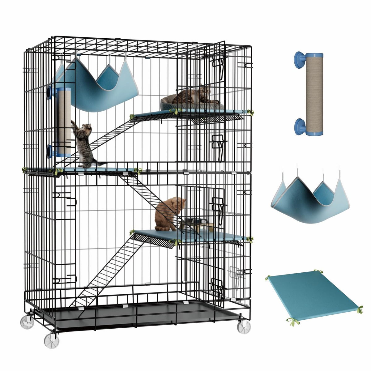 4-Tier Cat Cage with Cushions Hammock Scratching Post C141