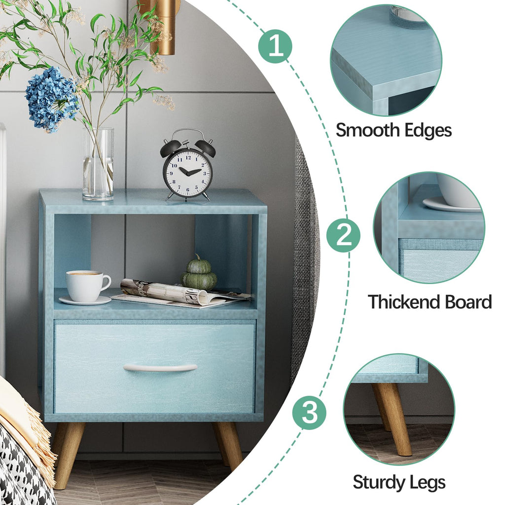 Blue Kids Nightstand with Drawer B984