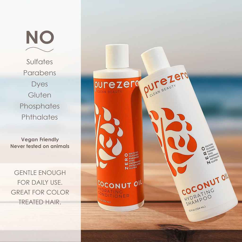Coconut Oil Silicone Free Shampoo & Conditioner Set 2 × 12 oz D39689
