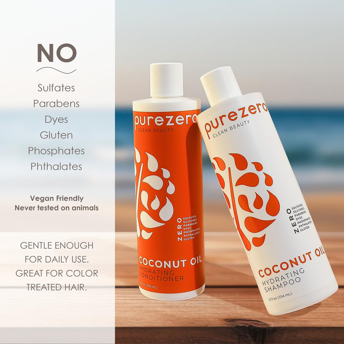 Coconut Oil Silicone Free Shampoo & Conditioner Set 2 × 12 oz D39689