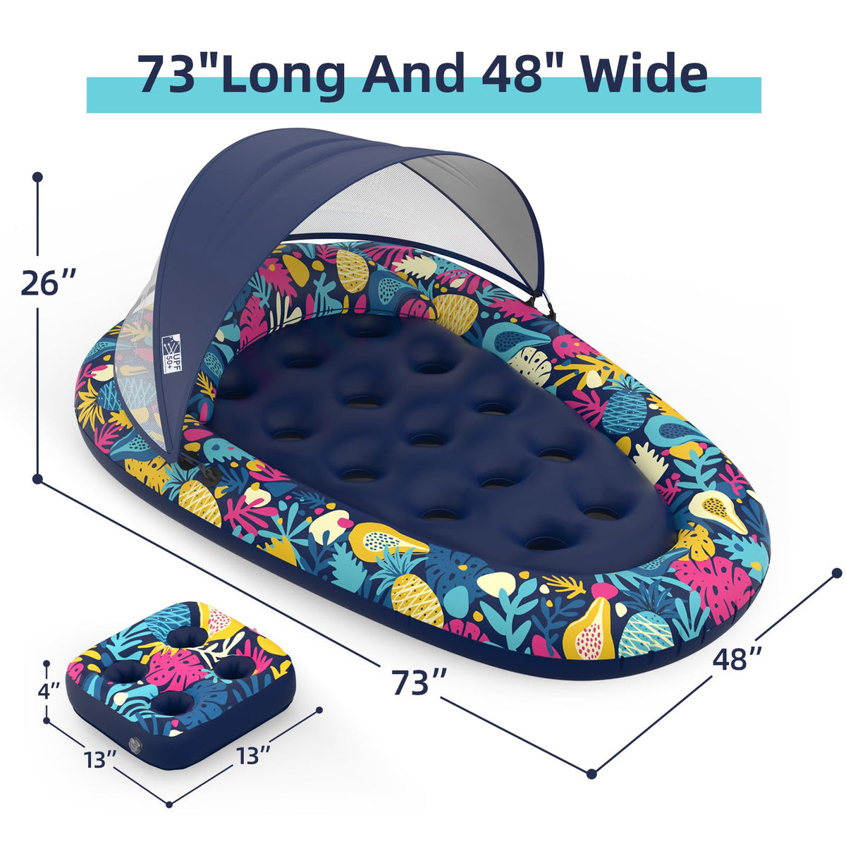 Inflatable Pool Float with Canopy Cup Holder H5639