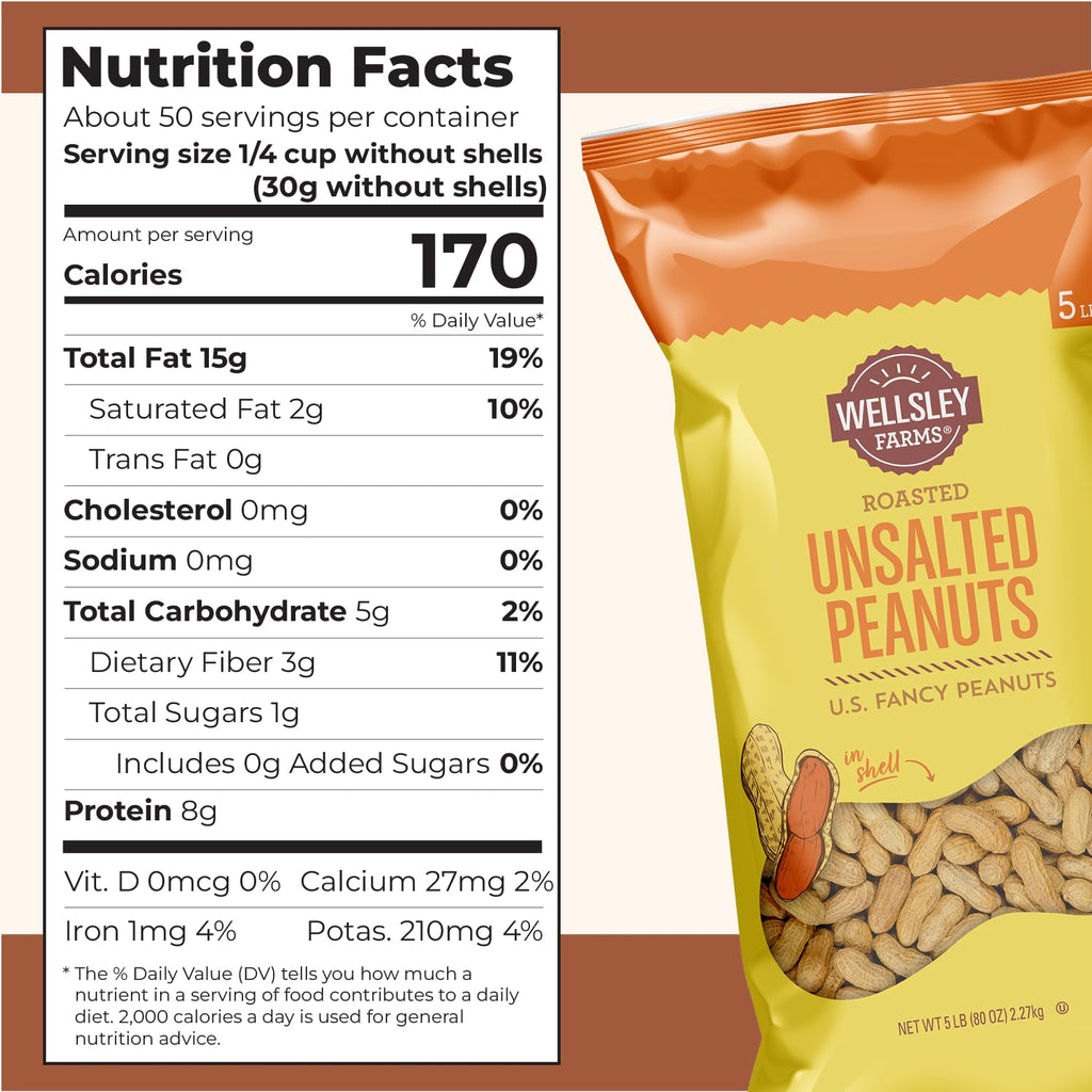 Unsalted Roasted In-Shell Peanuts 5 lb Bag R846367