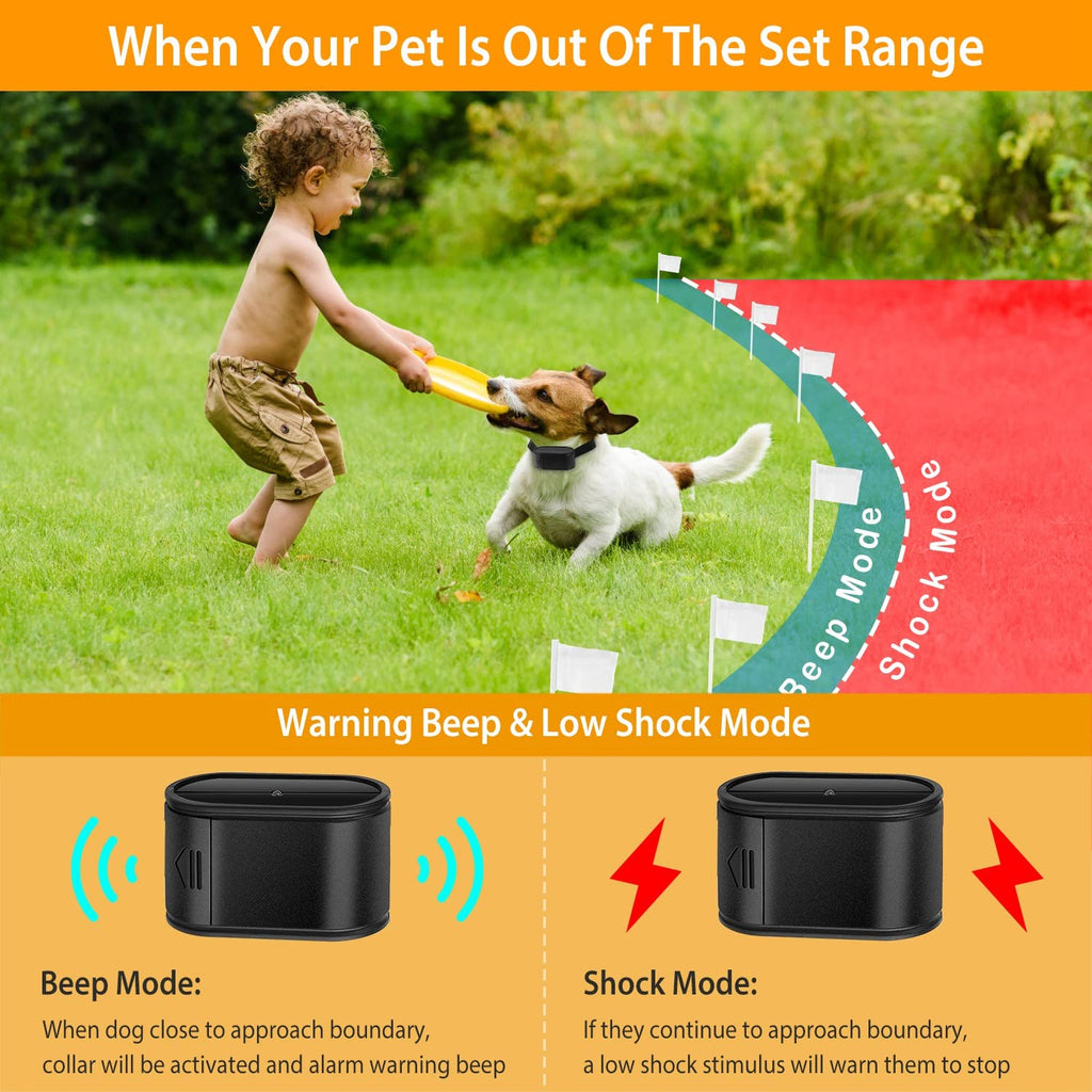 Wireless Dog Fence System with Waterproof Shock Collar H847959