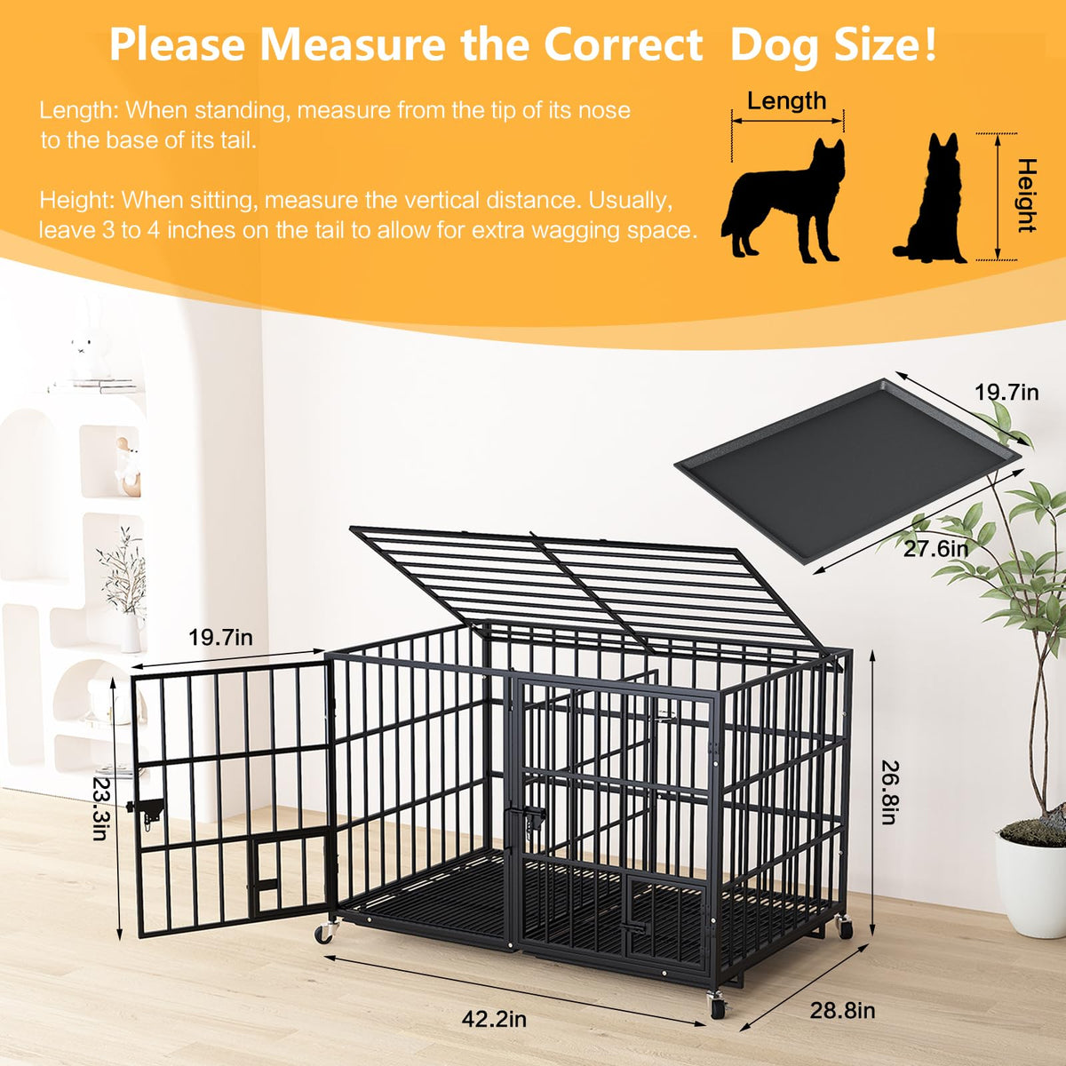 42 Inch Heavy Duty Metal Dog Crate with Divider I856