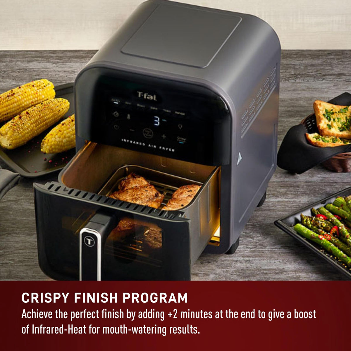 Infrared Air Fryer Toaster Oven Combo, 6 Qt Digital Touch Screen, 1550W, Black W553