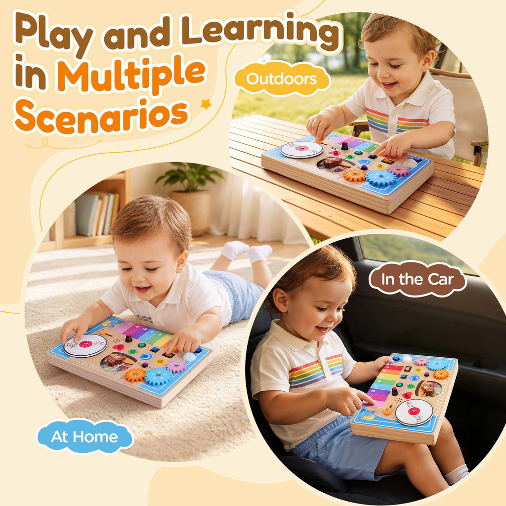 Wooden Montessori Busy Board with Piano Keyboard G65069
