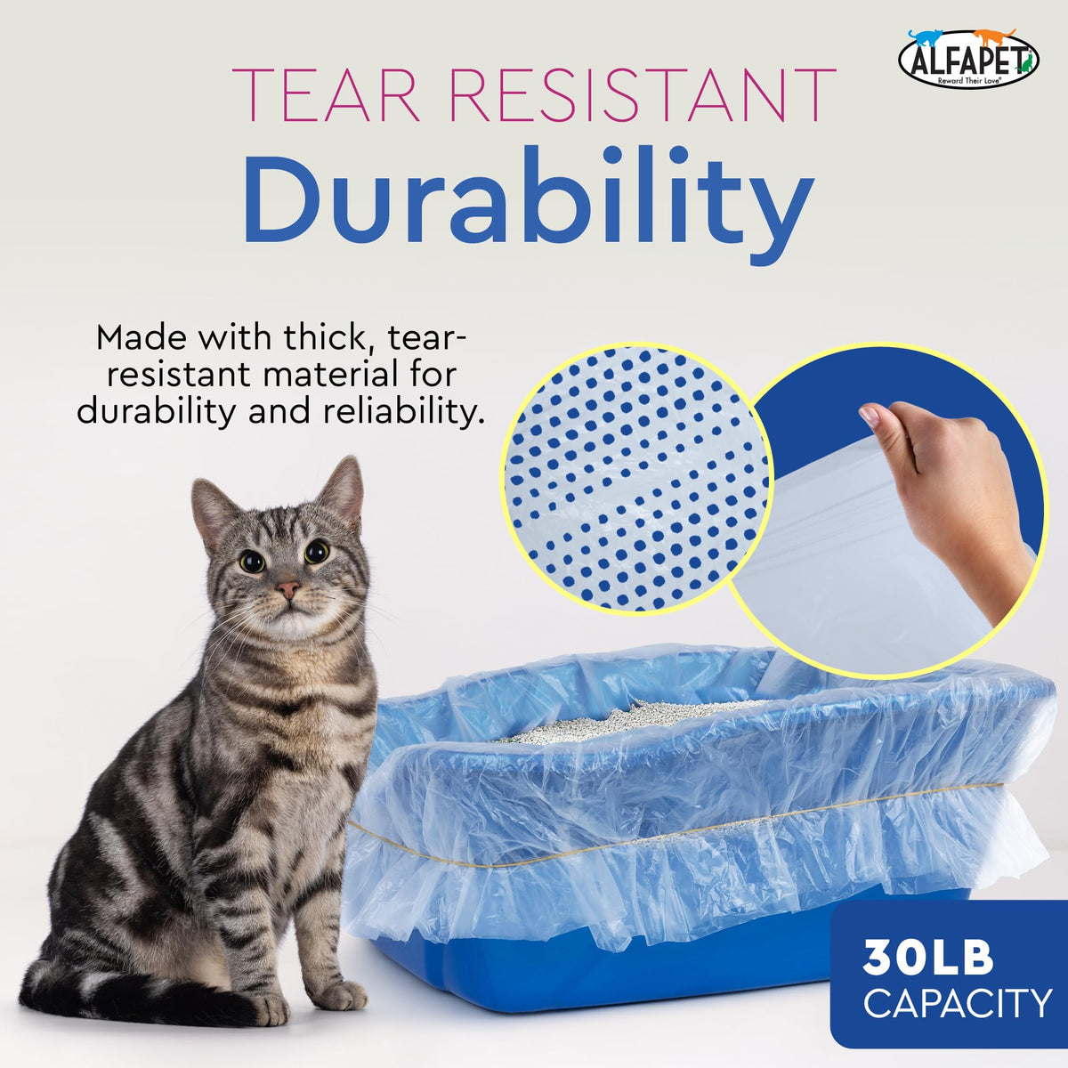 Extra Giant 60 Count Tear-Resistant Waterproof Cat Litter Box Liners G23425