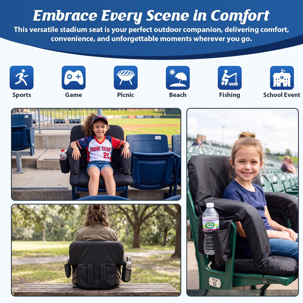 25” Extra Wide Stadium Seats with Back Support 2 Pack B3083