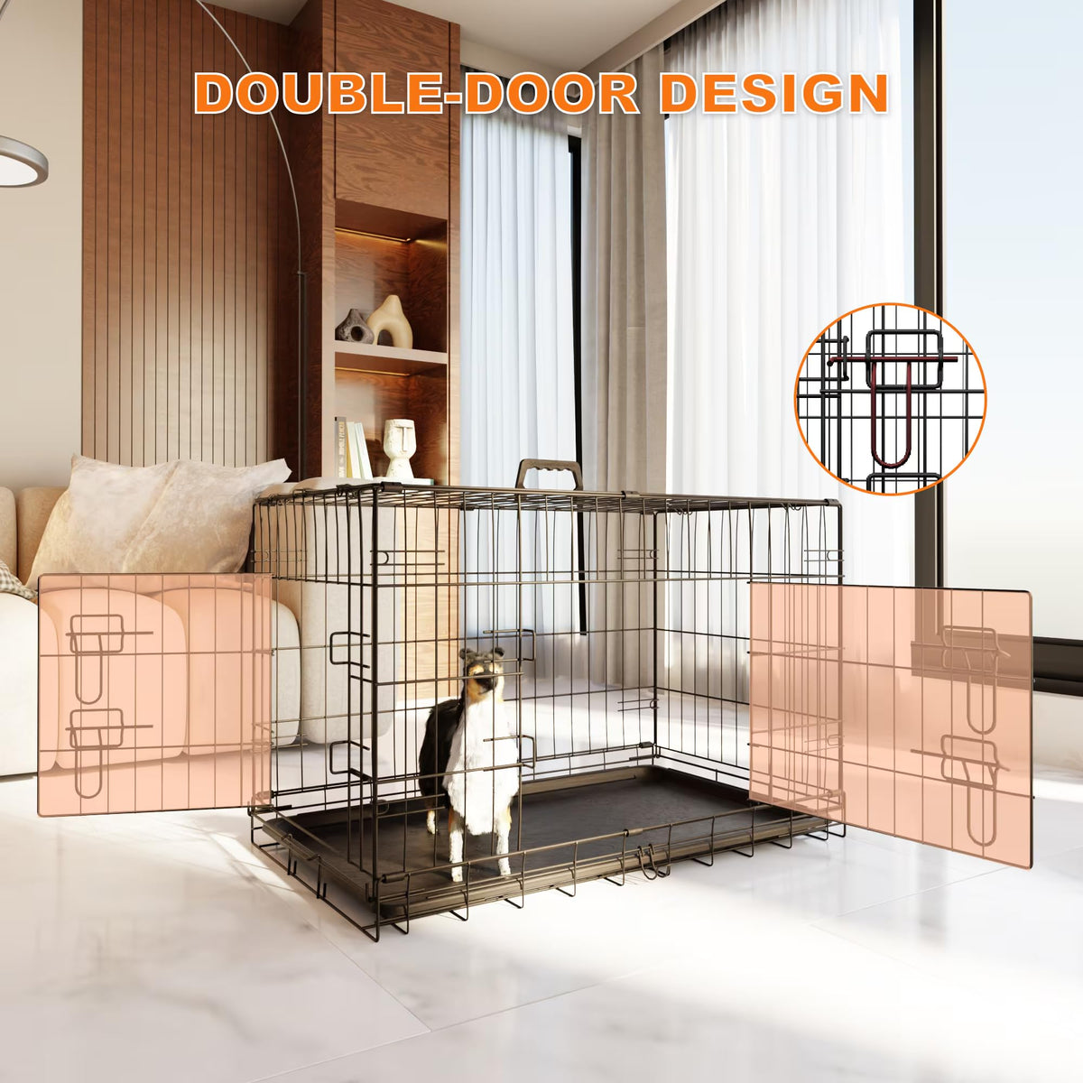 Foldable Metal Wire Dog Crate with Divider 48 Inch M431192