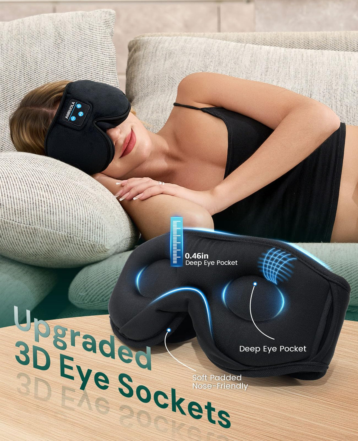 3D Sleep Mask with Bluetooth Headphones M6594