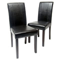 Black Leatherette Parson Chair Set of 2 B8308