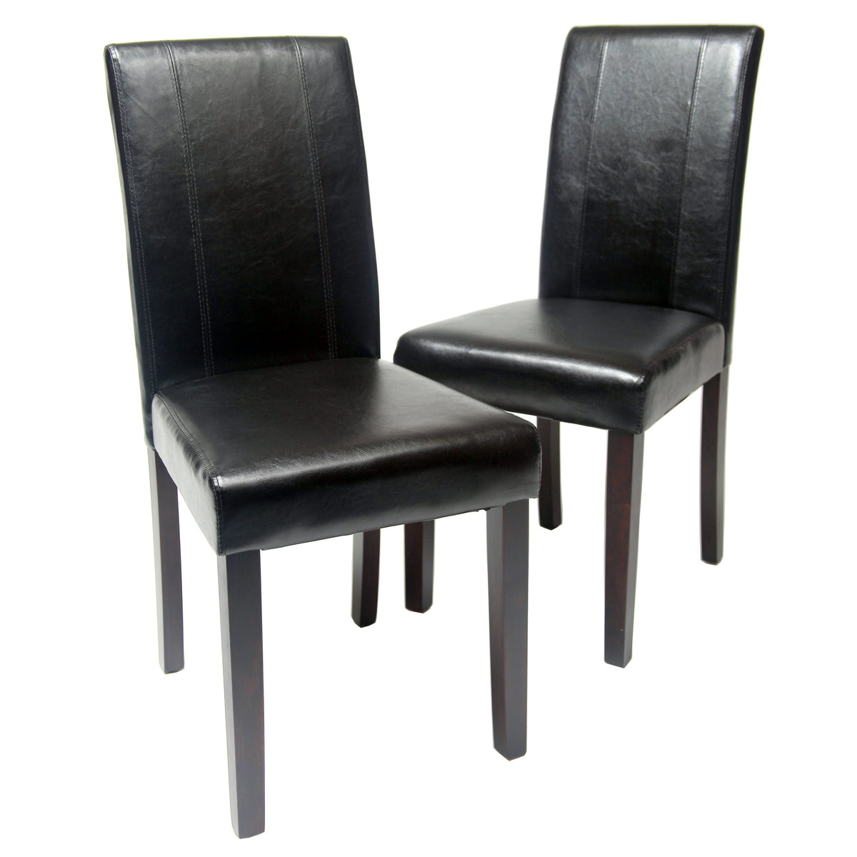 Black Leatherette Parson Chair Set of 2 B8308