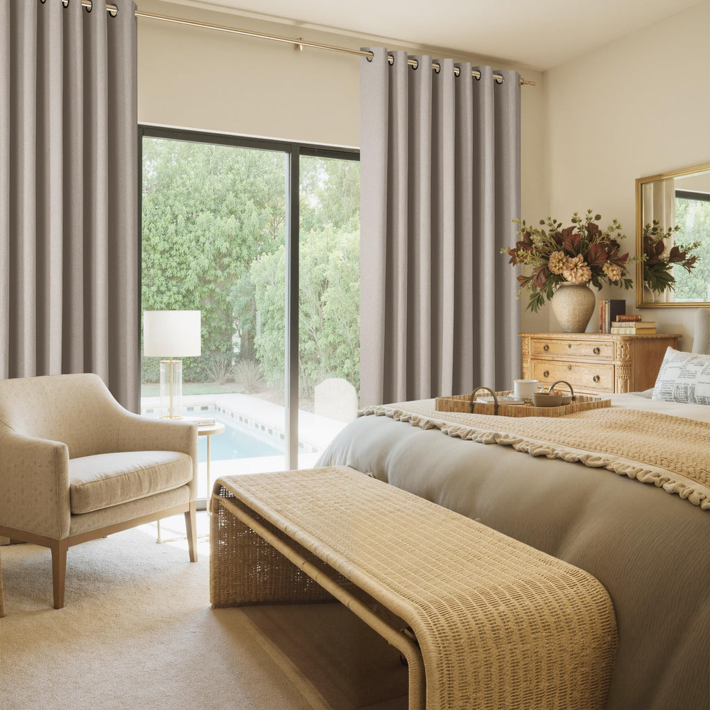 100% Blackout Linen Sliding Glass Door Curtains D5709