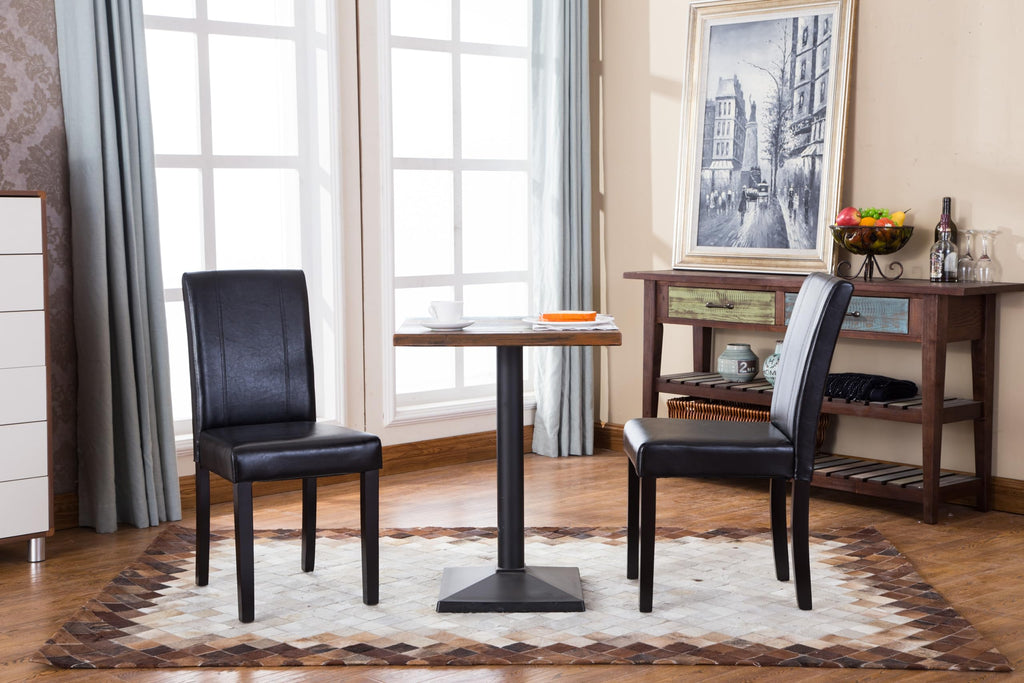 Black Leatherette Parson Chair Set of 2 B8308