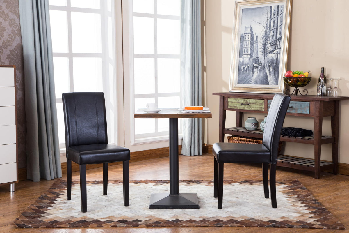 Black Leatherette Parson Chair Set of 2 B8308