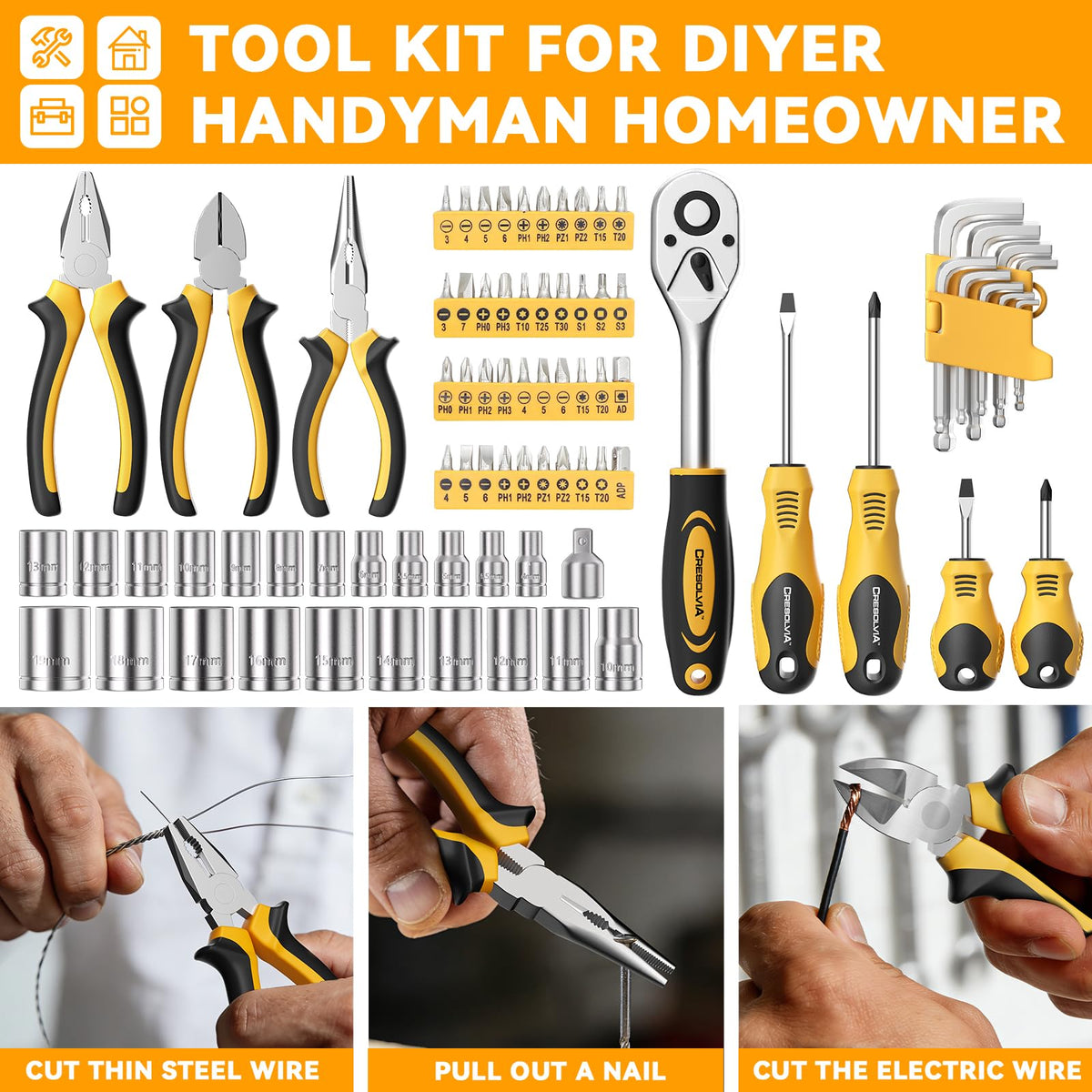 199 Piece Tool Kit with Socket Wrench Tool Box Case R35507