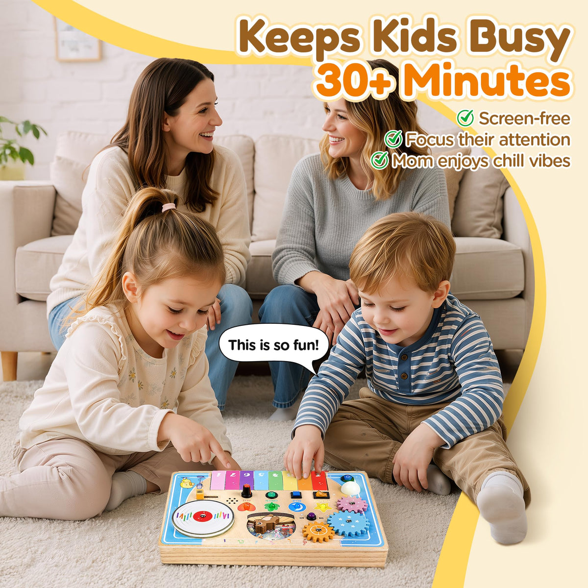 Wooden Montessori Busy Board with Piano Keyboard G65069