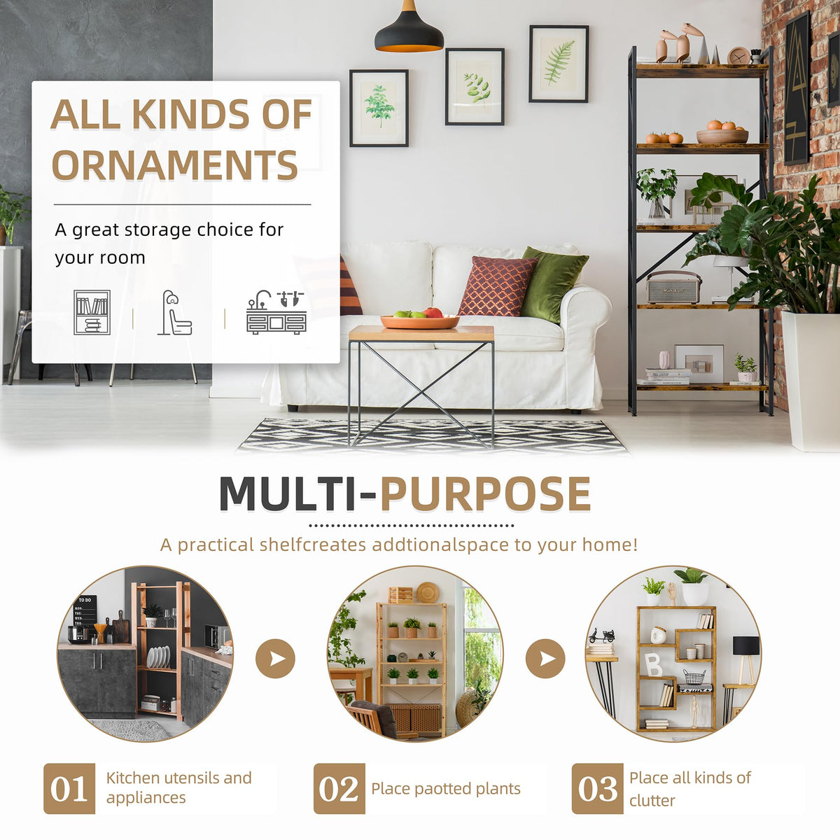5 Tier Metal Bookshelf B2536
